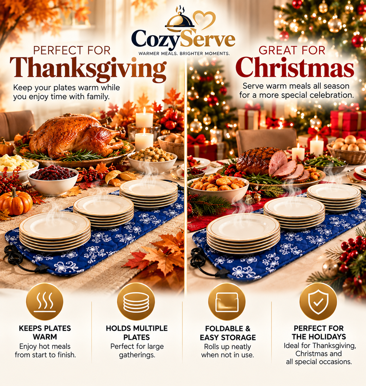 Cozy Serve Multi-Plate Warmer for Perfectly Hot Dishes