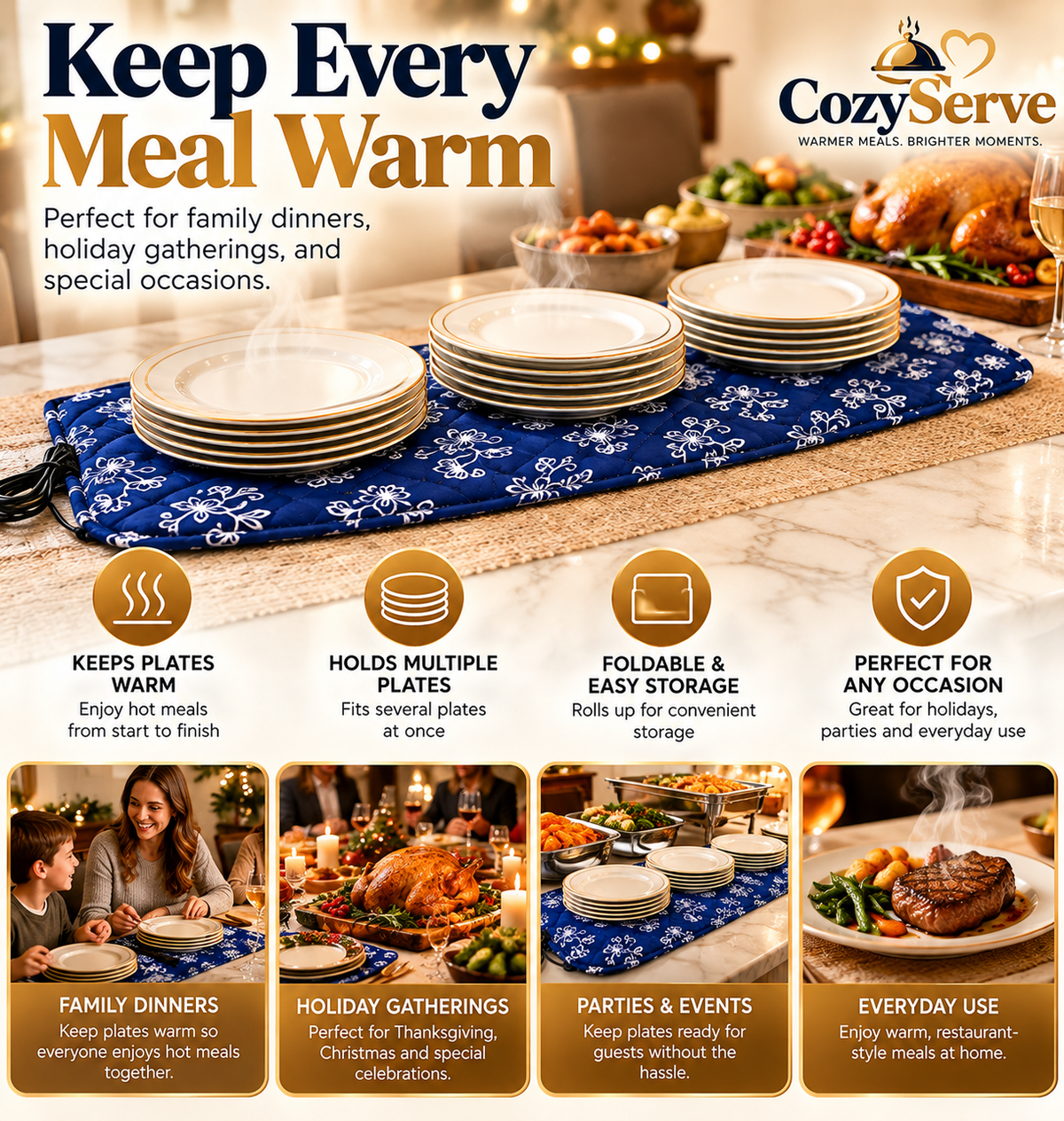 Cozy Serve Multi-Plate Warmer for Perfectly Hot Dishes